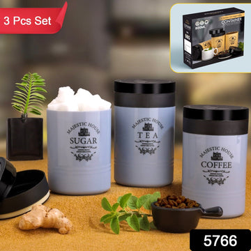 Airtight tea, coffee and sugar canister set, 3 pieces