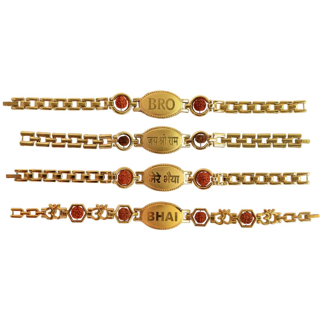 Gold Plated Metal Bracelet Rakhi For Brother - Zoopsy