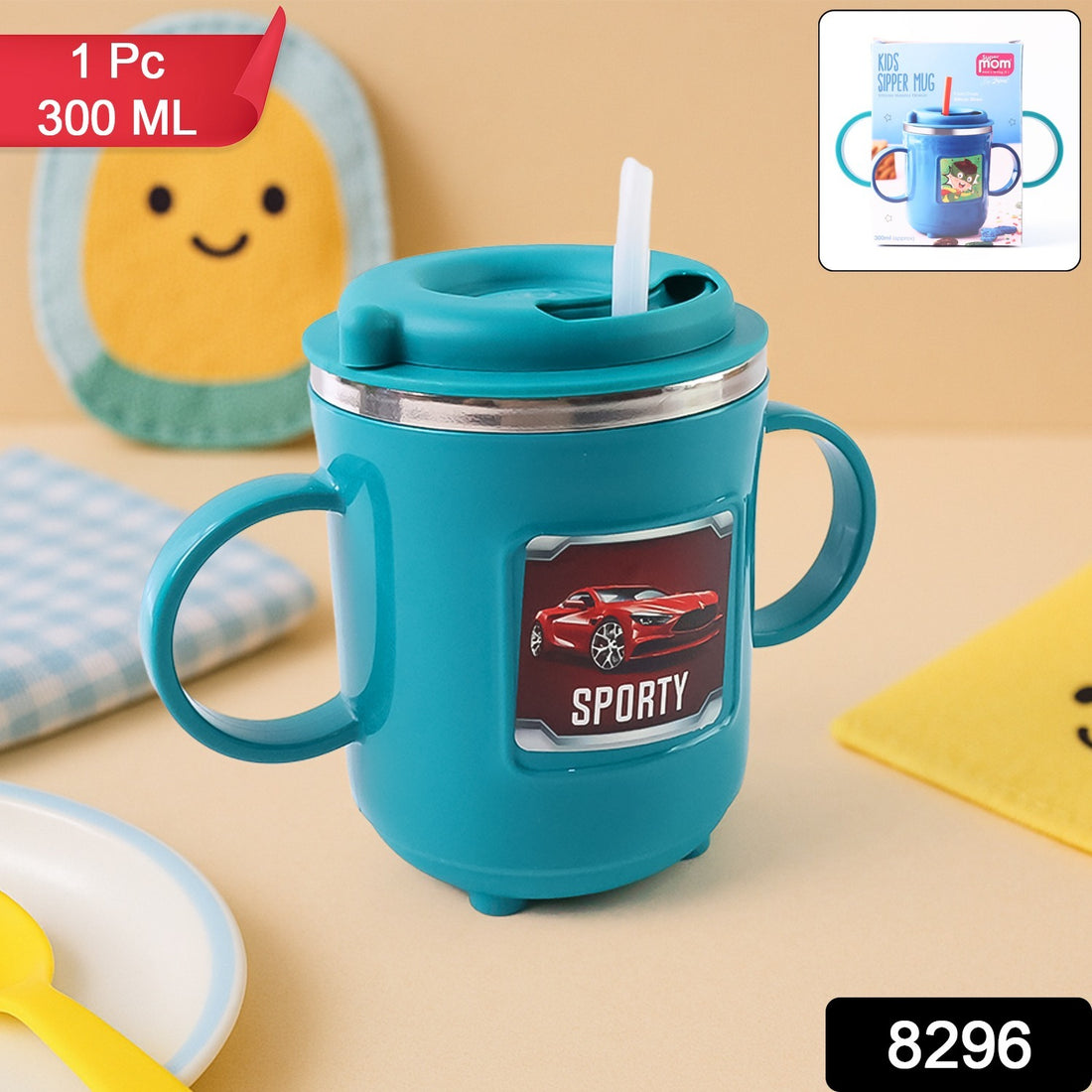 Kids Sporty Sipper Mug With Straw And Dual Handles Approx 300ml (1 Pc)