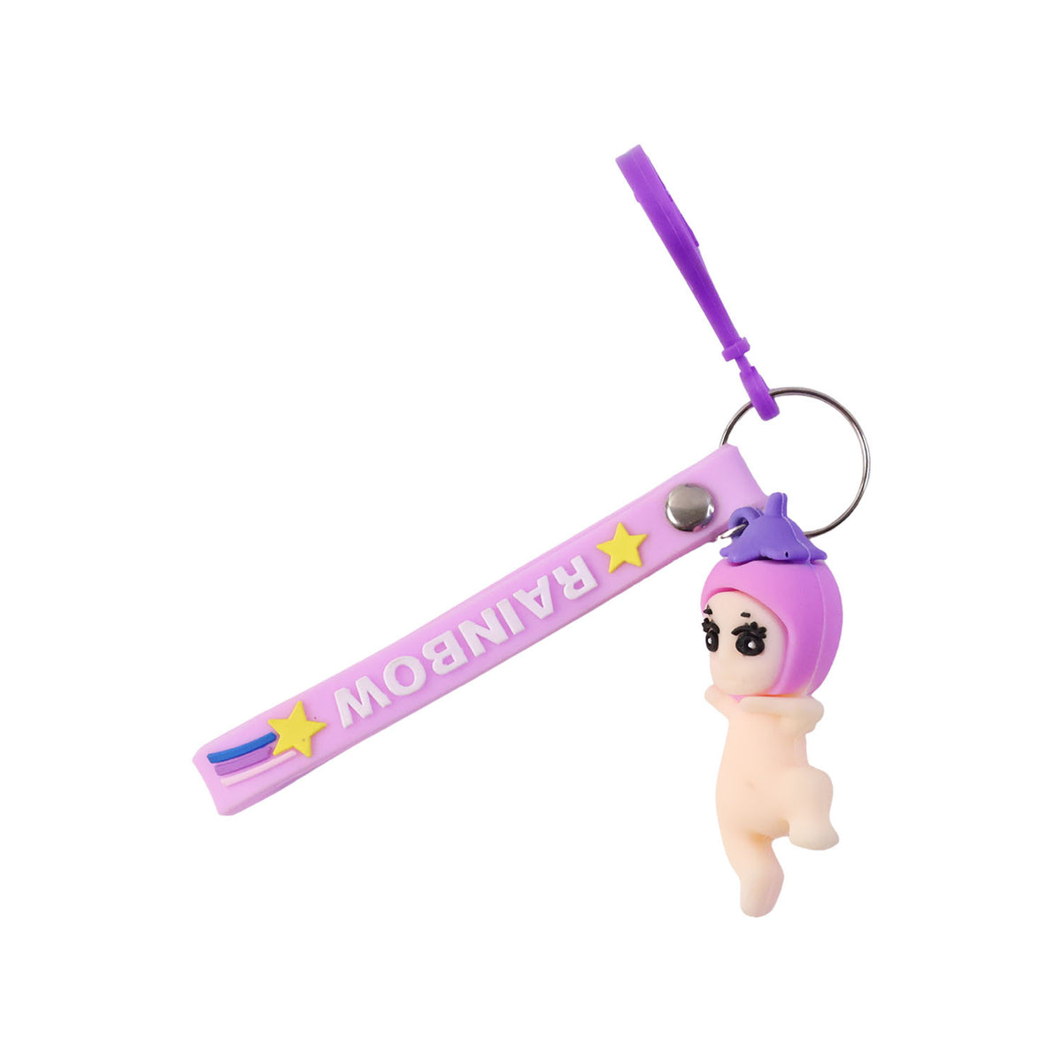 Cute Baby Doll Cartoon Silicone Keychain (1 Pc)