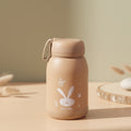 Cute Bunny Print Glass Drinking Brown Bottle (330ml  1 Pc)