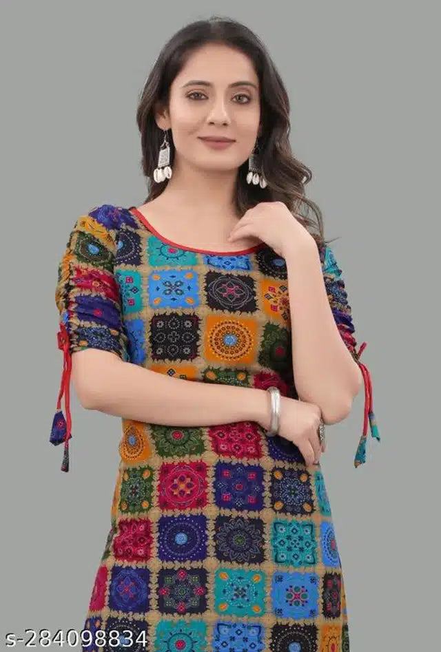 Rayon Printed Kurti for Women, Multicolor - Zoopsy