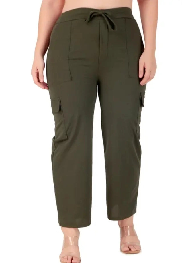 Cotton Blend Straight Fit Trouser for Women, Olive - Zoopsy