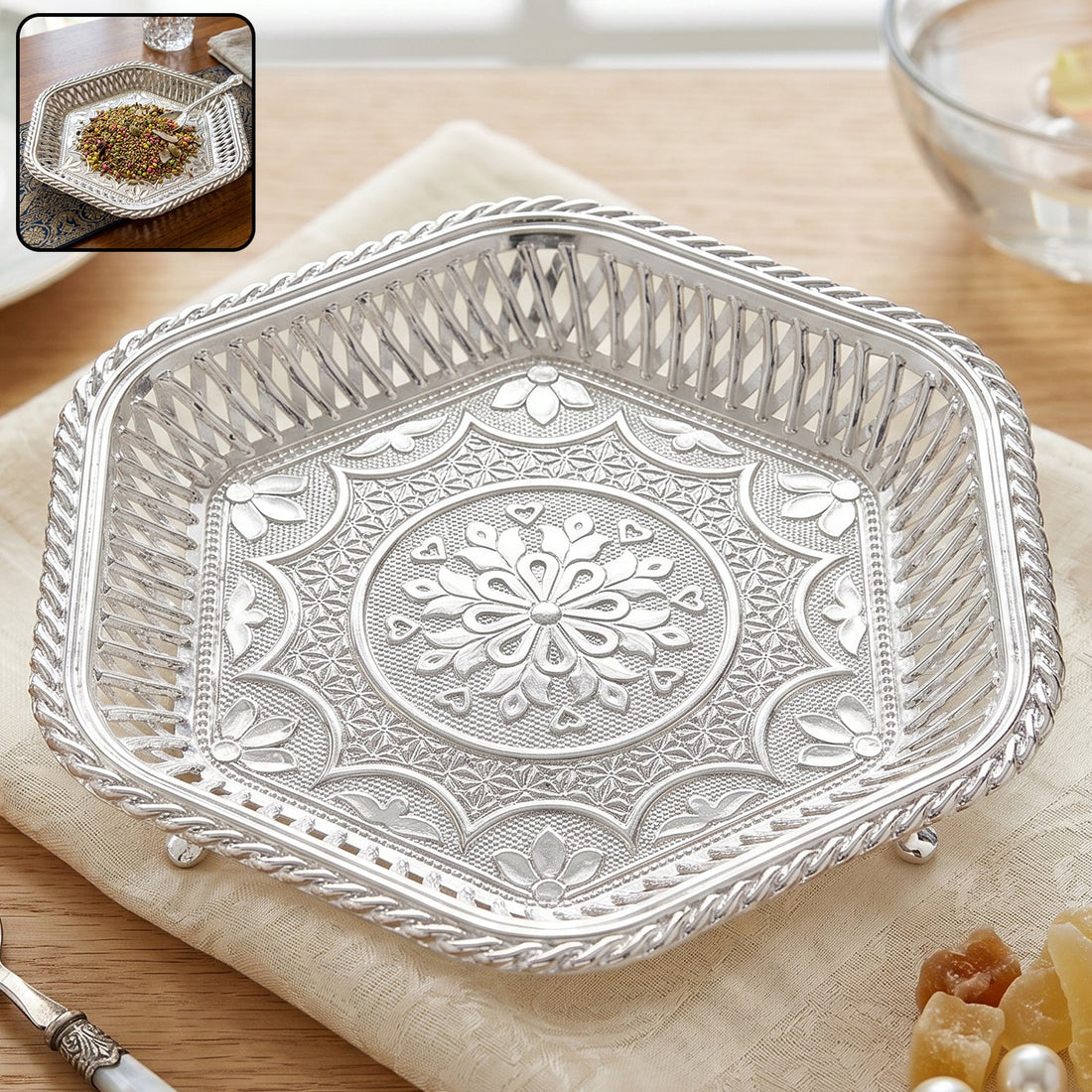 Decorative Silver Serving Tray - Zoopsy