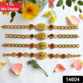 Gold Plated Metal Bracelet Rakhi For Brother - Zoopsy