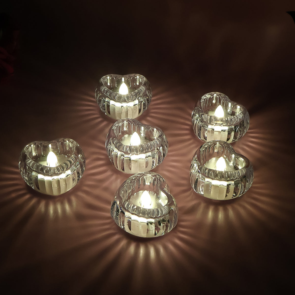 Led Crystal Tealight Decorative Flameless Candles (6 Pc)